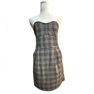 Plaid Strapless Dress